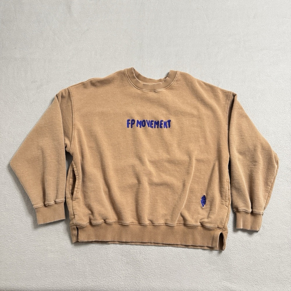 Free People Movement Sweatshirt Womens XS Tan Oversized Crewneck Cozy